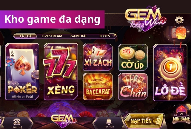 Kho game đa dạng hấp dẫn của Gemwin